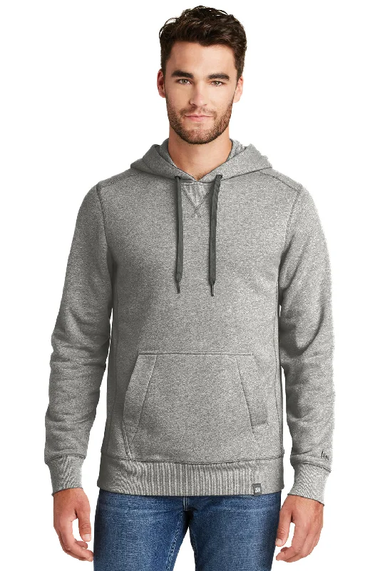 Men's ultra-breathable activewear hoodie-New Era Mens Sueded French Terry Hooded Sweatshirt Hoodie w/ Pouch Pocket - Light Graphite Grey Twist