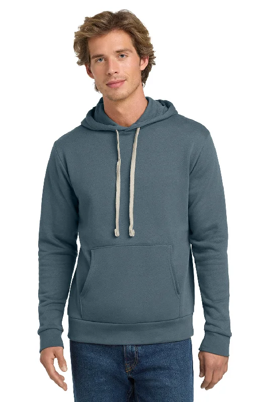 Men's antibacterial performance hoodie-Next Level Mens Fleece Hooded Sweatshirt Hoodie w/ Pouch Pocket - Antique Denim Blue