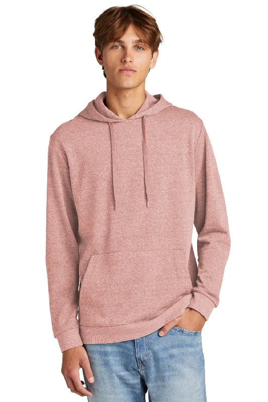 Men's adventure-ready running hoodie-District Mens Perfect Tri Fleece Hooded Sweatshirt Hoodie w/ Pouch Pocket - Blush Frost