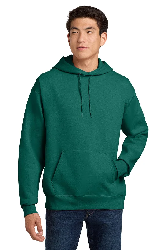 Men's cooling fleece hoodie-Hanes Mens Ultimate Cotton PrintPro XP Pill Resistant Hooded Sweatshirt Hoodie w/ Pouch Pocket - Cactus Green