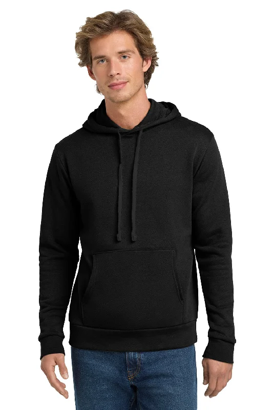 Men's adventure-ready gym hoodie-Next Level Mens Fleece Hooded Sweatshirt Hoodie w/ Pouch Pocket - Black On Black