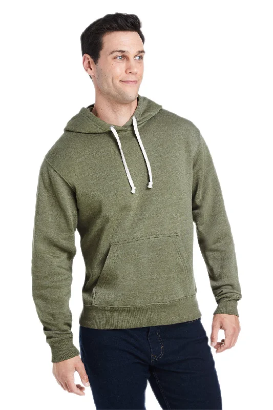 Men's antibacterial performance hoodie-J America Mens Fleece Hooded Sweatshirt Hoodie w/ Pouch Pocket - Olive Green