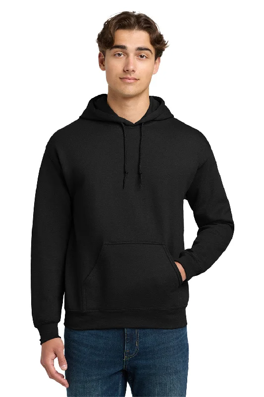 Men's breathable training hoodie-Gildan Mens DryBlend Moisture Wicking Hooded Sweatshirt Hoodie w/ Pouch Pocket - Black