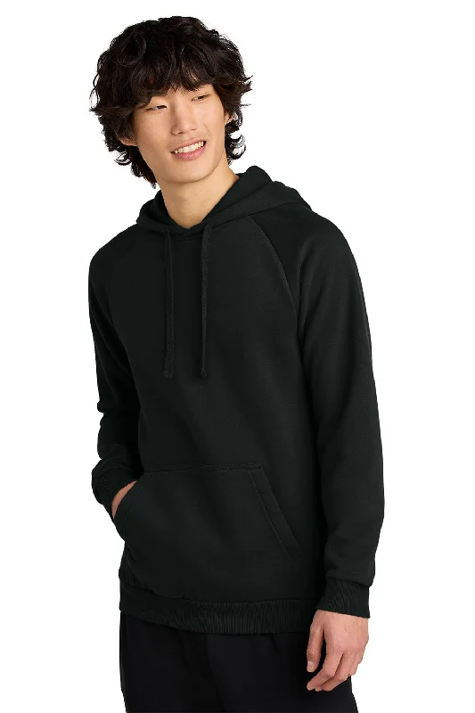 Men's quick-dry casual hoodie-District Mens Cloud Fleece Hooded Sweatshirt Hoodie w/ Pouch Pocket - Jet Black - New