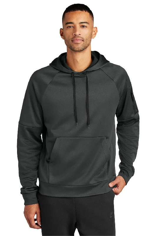 Men's versatile running hoodie-Nike Mens Therma-Fit Fleece Hooded Sweatshirt Hoodie w/ Pouch Pocket - Anthracite Grey - New