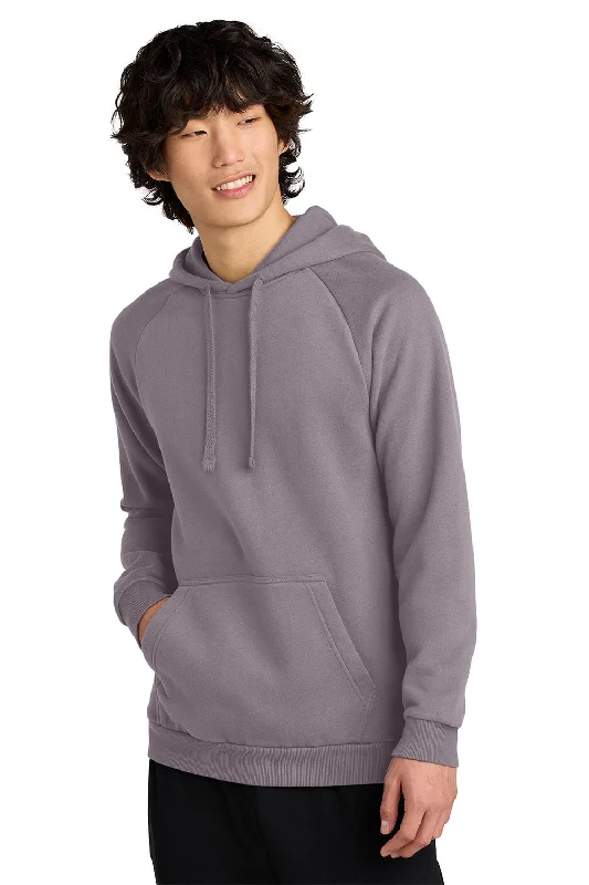 Men's organic fleece hoodie-District Mens Cloud Fleece Hooded Sweatshirt Hoodie w/ Pouch Pocket - Smoky Amethyst - New