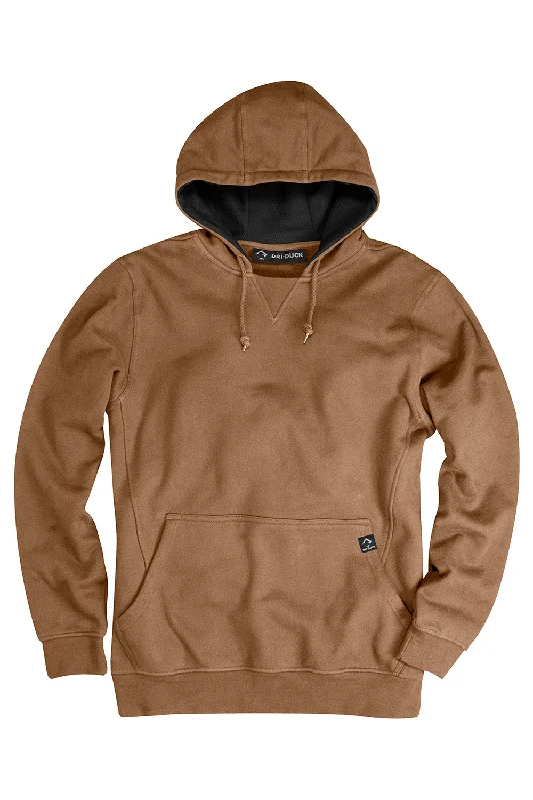 Men's adventure-ready training hoodie-Dri Duck Mens Woodland Fleece Hooded Sweatshirt Hoodie w/ Pouch Pocket - Saddle Brown