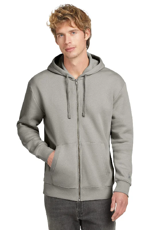 Men's adventure-ready training hoodie-New Era Mens Heritage Fleece Full Zip Hooded Sweatshirt Hoodie w/ Pockets - Rainstorm Grey - New