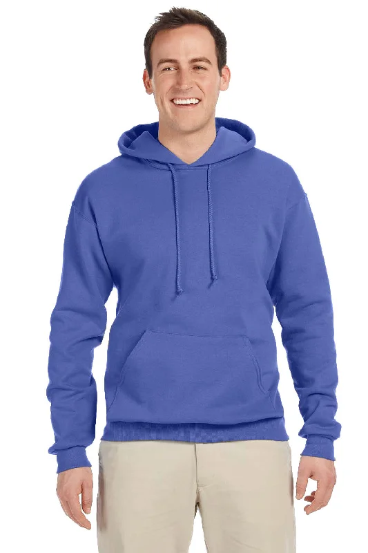 Men's sporty casual hoodie-Jerzees Mens NuBlend Pill Resistant Fleece Hooded Sweatshirt Hoodie w/ Pouch Pocket - Periwinkle Blue