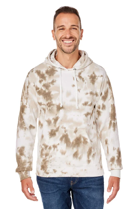 Men's antibacterial fleece hoodie-J America Mens Tie-Dye Hooded Sweatshirt Hoodie w/ Pouch Pocket - Olive