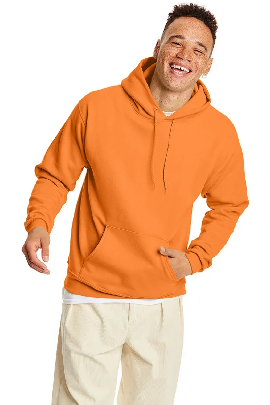 Men's performance gym hoodie-Hanes Mens EcoSmart Print Pro XP Pill Resistant Hooded Sweatshirt Hoodie w/ Pouch Pocket - Tennessee Orange