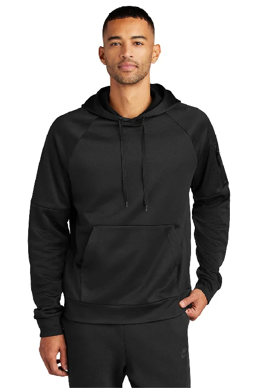 Men's ultra-comfortable casual hoodie-Nike Mens Therma-Fit Fleece Hooded Sweatshirt Hoodie w/ Pouch Pocket - Black - New