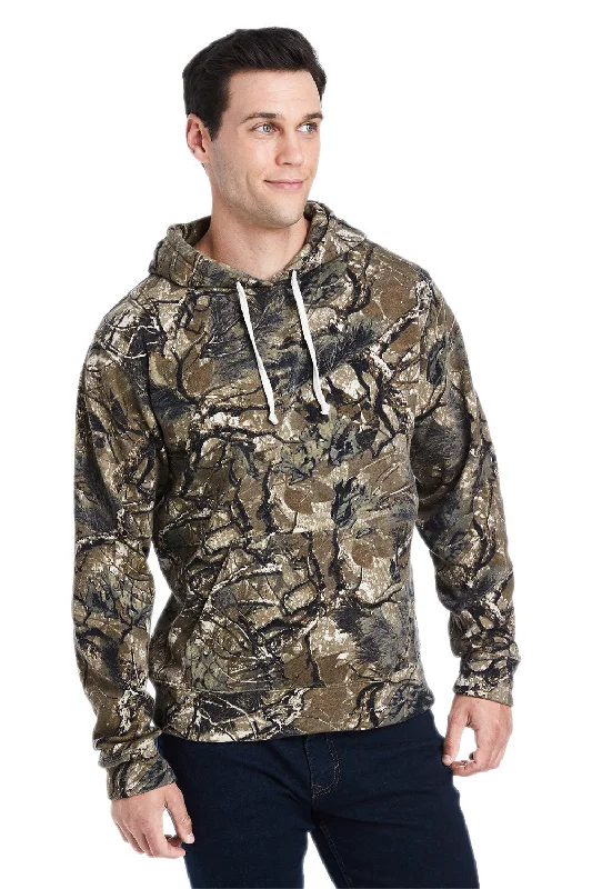 Men's adventure-ready gym hoodie-J America Mens Fleece Hooded Sweatshirt Hoodie w/ Pouch Pocket - Outdoor Camo