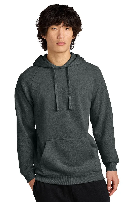 Men's sporty activewear hoodie-District Mens Cloud Fleece Hooded Sweatshirt Hoodie w/ Pouch Pocket - Heather Flint Blue - New