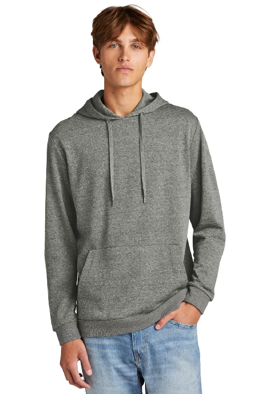 Men's versatile gym hoodie-District Mens Perfect Tri Fleece Hooded Sweatshirt Hoodie w/ Pouch Pocket - Heather Charcoal Grey