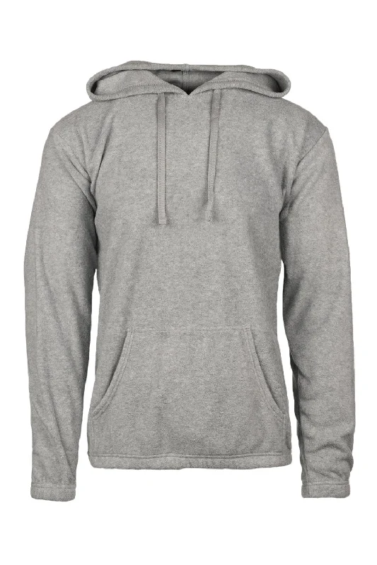 Men's breathable gym hoodie-Burnside Mens Polar Fleece Pill Resistant Hooded Sweatshirt Hoodie w/ Pouch Pocket - Heather Grey