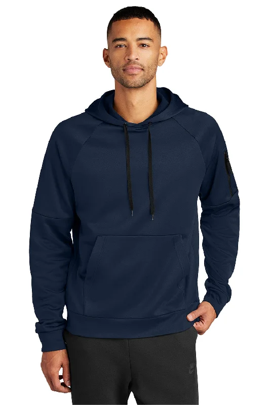 Men's sporty training hoodie-Nike Mens Therma-Fit Fleece Hooded Sweatshirt Hoodie w/ Pouch Pocket - Navy Blue - New