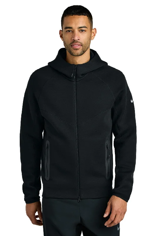 Men's breathable running hoodie-Nike Mens Tech Fleece Full Zip Hooded Sweatshirt Hoodie w/ Pockets - Black - New