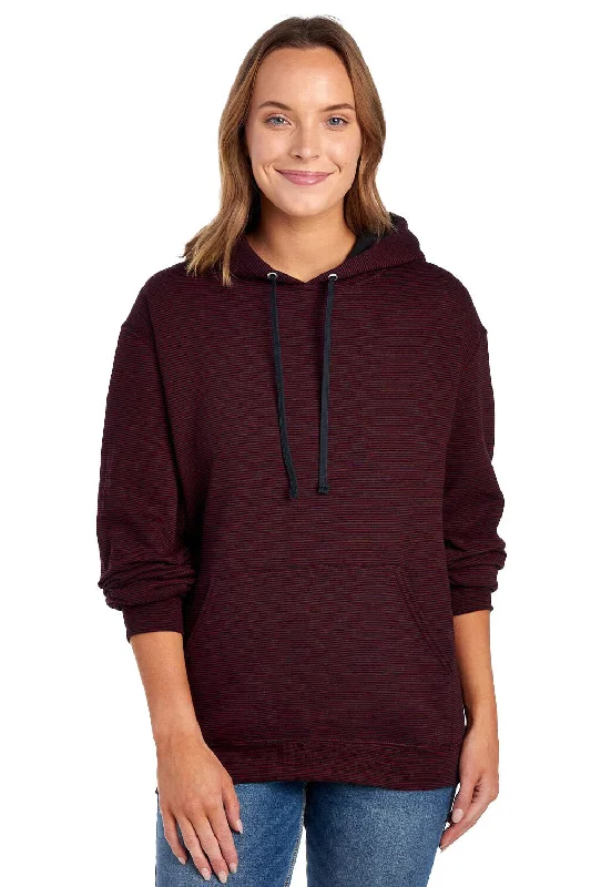 Men's fashion-forward performance hoodie-Fruit Of The Loom Mens Softspun Hooded Sweatshirt Hoodie w/ Pouch Pocket - Maroon Stripe - Closeout