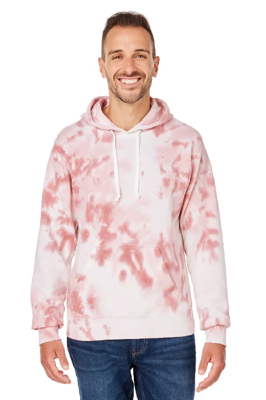 Men's comfortable activewear hoodie-J America Mens Tie-Dye Hooded Sweatshirt Hoodie w/ Pouch Pocket - Dusty Rose