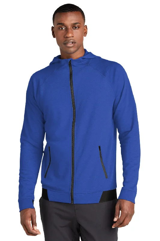 Men's quick-dry gym hoodie-Sport-Tek Mens Strive PosiCharge Full Zip Hooded Sweatshirt Hoodie w/ Pockets - True Royal Blue