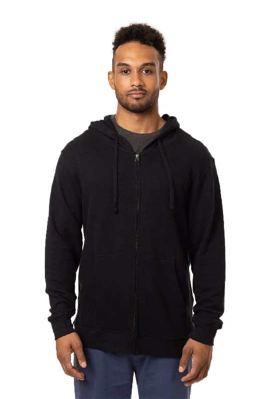 Men's sporty training hoodie-Econscious Mens Hemp Hero Full Zip Hooded Sweatshirt Hoodie w/ Pockets - Washed Black