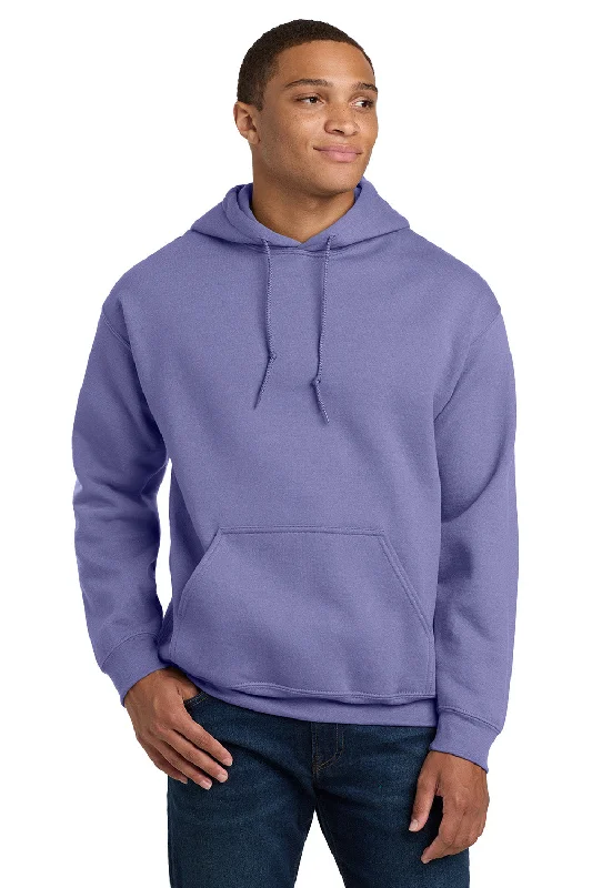 Men's durable workout hoodie-Gildan Mens Pill Resistant Hooded Sweatshirt Hoodie w/ Pouch Pocket - Violet Purple