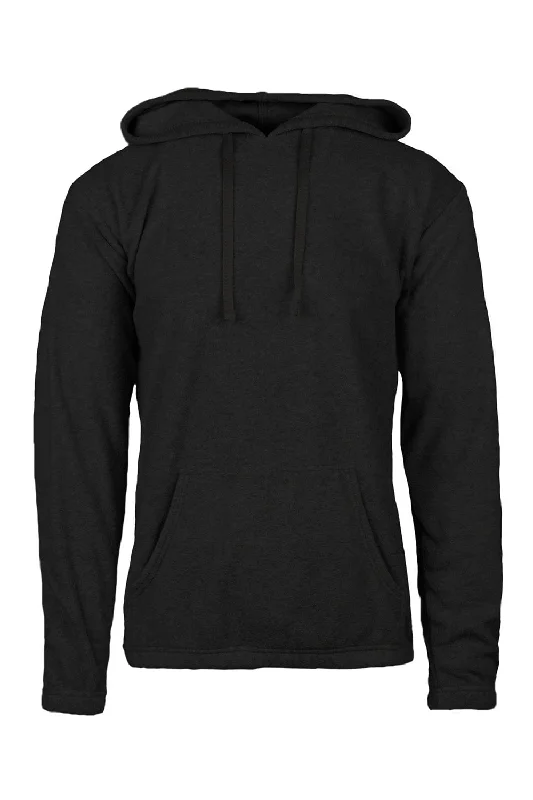 Men's comfortable performance hoodie-Burnside Mens Polar Fleece Pill Resistant Hooded Sweatshirt Hoodie w/ Pouch Pocket - Heather Charcoal Grey