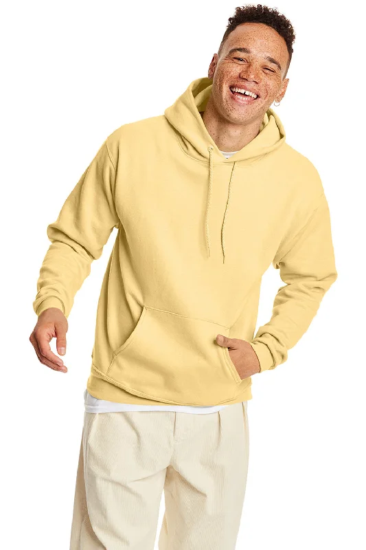 Men's tech-fabric zip-up hoodie-Hanes Mens EcoSmart Print Pro XP Pill Resistant Hooded Sweatshirt Hoodie w/ Pouch Pocket - Athletic Gold