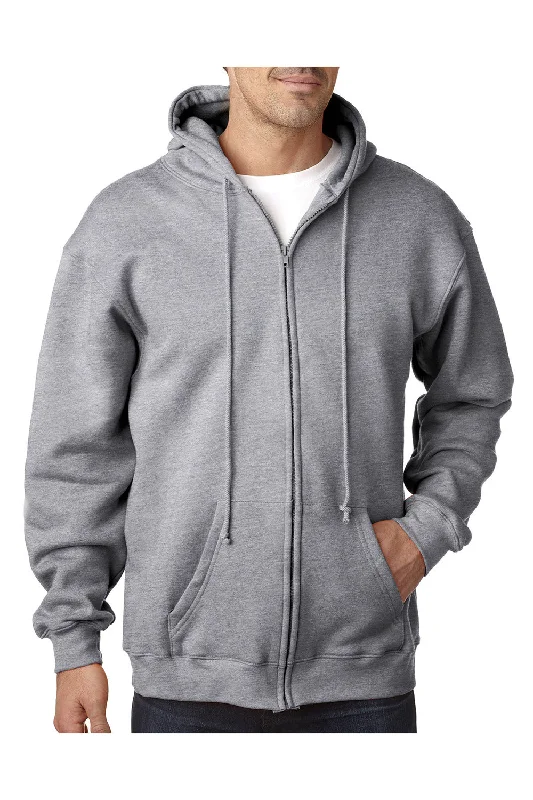 Men's adventure-ready running hoodie-Bayside Mens USA Made Full Zip Hooded Sweatshirt Hoodie w/ Pockets - Dark Ash Grey