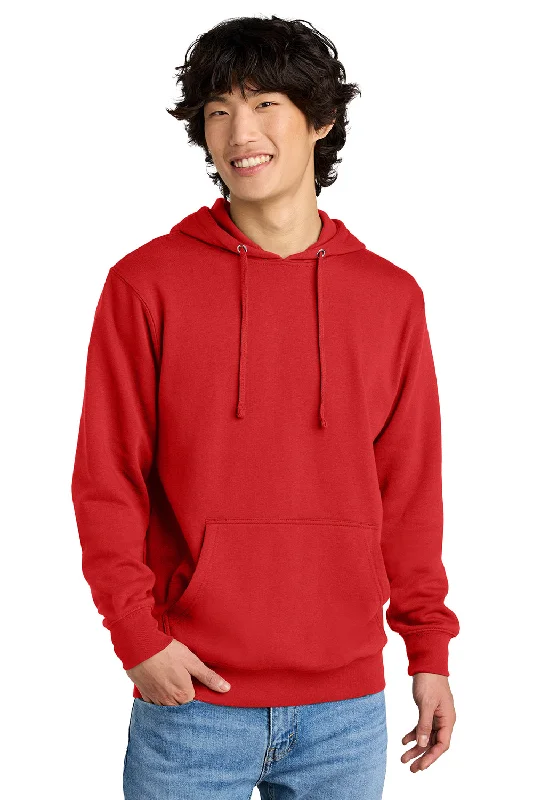 Men's eco-friendly gym hoodie-District Mens Very Important Fleece Hooded Sweatshirt Hoodie w/ Pouch Pocket - Fiery Red