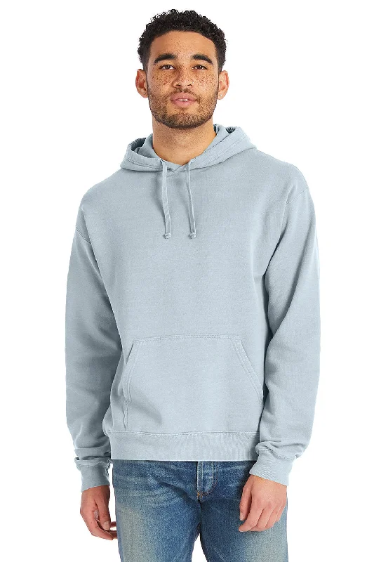 Men's organic activewear hoodie-ComfortWash By Hanes Mens Hooded Sweatshirt Hoodie w/ Pouch Pocket - Soothing Blue