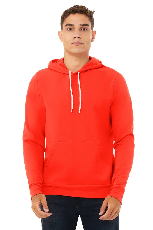 Men's fashion-forward running hoodie-Bella + Canvas Mens Sponge Fleece Hooded Sweatshirt Hoodie w/ Pouch Pocket - Poppy Red