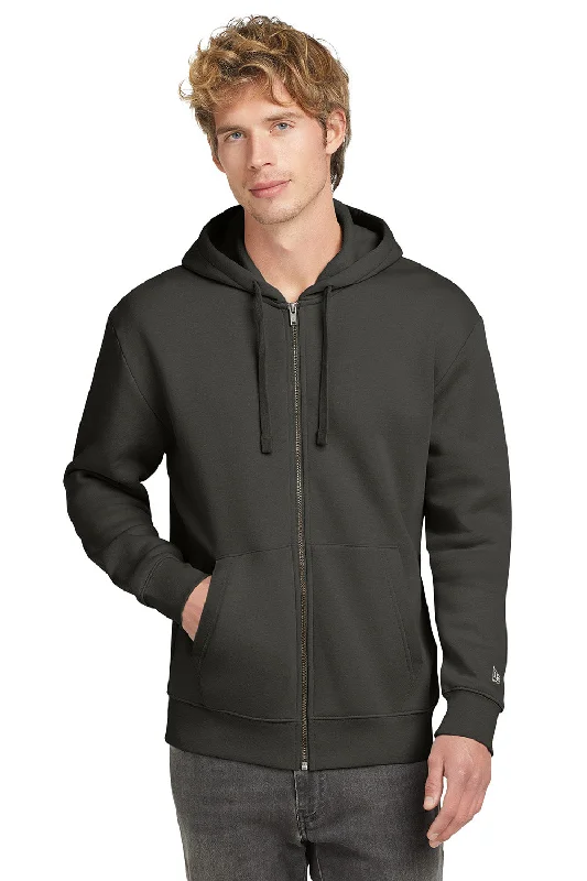 Men's antibacterial casual hoodie-New Era Mens Heritage Fleece Full Zip Hooded Sweatshirt Hoodie w/ Pockets - Graphite Grey - New