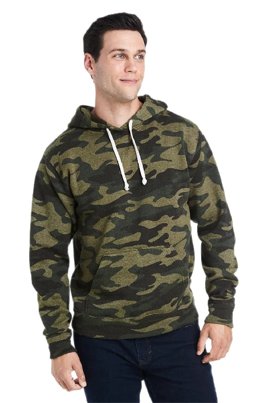 Men's breathable activewear hoodie-J America Mens Fleece Hooded Sweatshirt Hoodie w/ Pouch Pocket - Camo