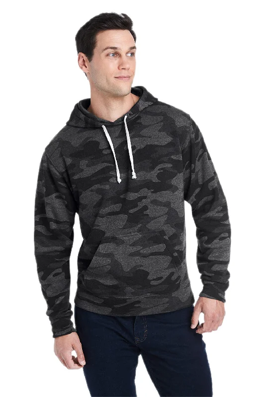 Men's eco-friendly running hoodie-J America Mens Fleece Hooded Sweatshirt Hoodie w/ Pouch Pocket - Black Camo