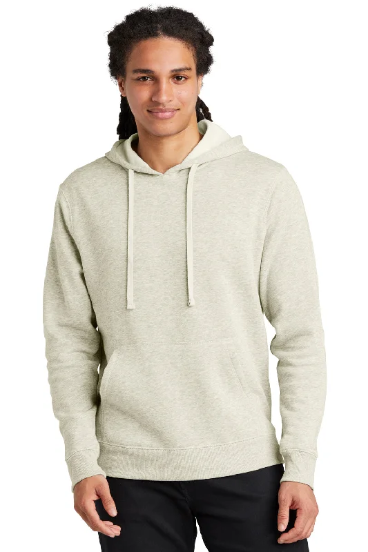 Men's gym-ready performance hoodie-District Mens V.I.T. Heavyweight Fleece Hooded Sweatshirt Hoodie w/ Pouch Pocket - Heather Oatmeal