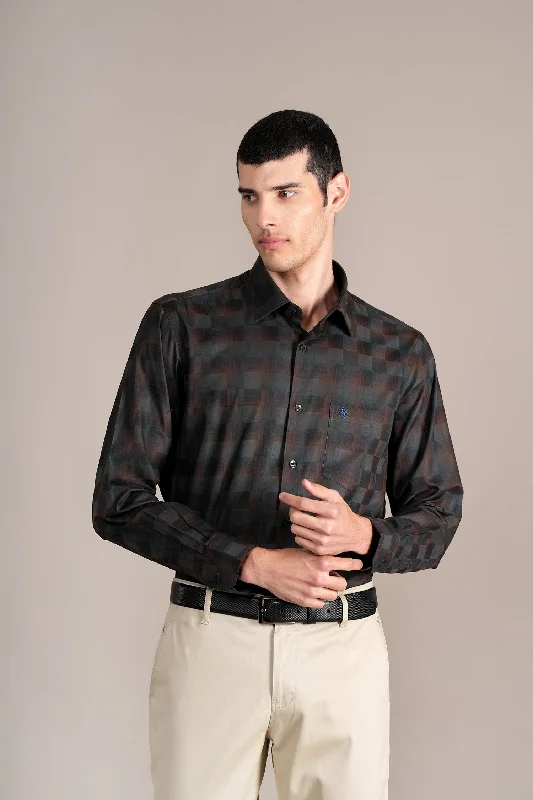 Men's comfortable travel shirt-Men's Multicolor Check Full Sleeves Formal Shirt