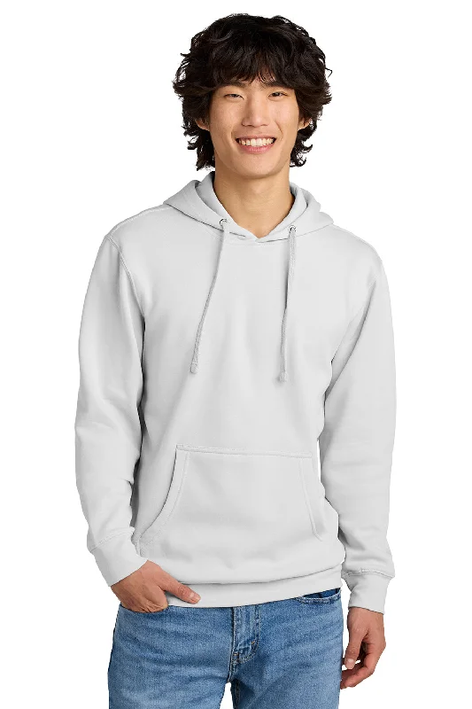 Men's breathable training hoodie-District Mens Very Important Fleece Hooded Sweatshirt Hoodie w/ Pouch Pocket - White Smoke