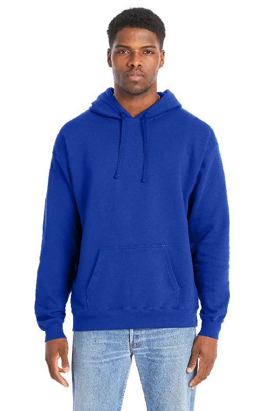 Men's quick-dry sports hoodie-Hanes Mens Perfect Sweats Hooded Sweatshirt Hoodie w/ Pouch Pocket - Deep Royal Blue