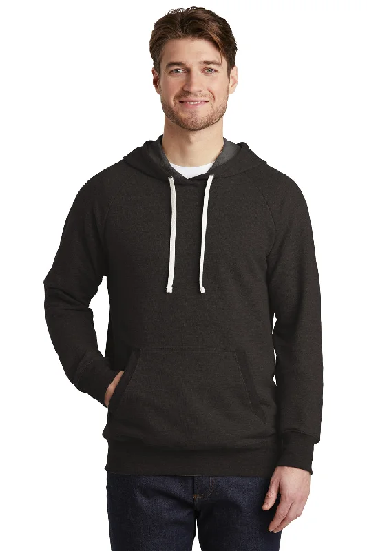 Men's fashion-forward casual hoodie-District Mens Perfect French Terry Hooded Sweatshirt Hoodie w/ Pouch Pocket - Black