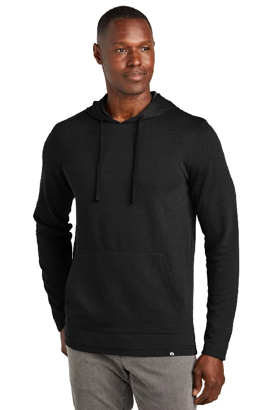 Men's breathable activewear hoodie-TravisMathew Mens Coveside Wrinkle Resistant Hooded Sweatshirt Hoodie w/ Pouch Pocket - Black - New