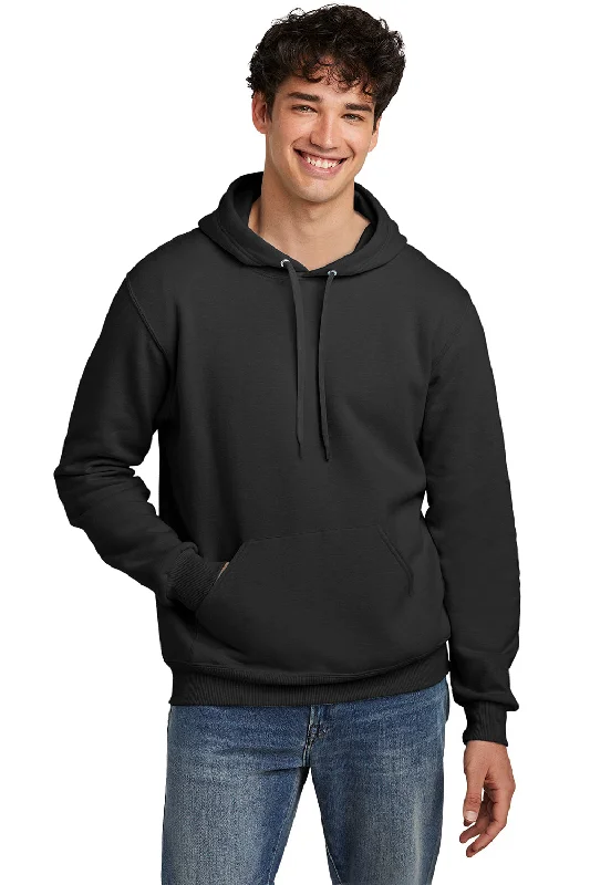 Men's sustainable casual hoodie-Jerzees Mens Eco Premium Moisture Wicking Hooded Sweatshirt Hoodie w/ Pouch Pocket - Heather Ink Black