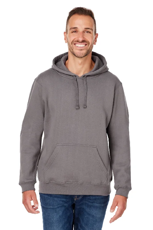 Men's functional zip-up hoodie-J America Mens Premium Fleece Hooded Sweatshirt Hoodie w/ Pouch Pocket - Fossil Grey