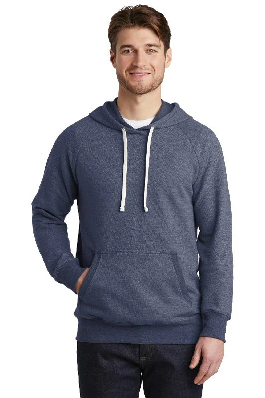 Men's eco-friendly gym hoodie-District Mens Perfect French Terry Hooded Sweatshirt Hoodie w/ Pouch Pocket - New Navy Blue