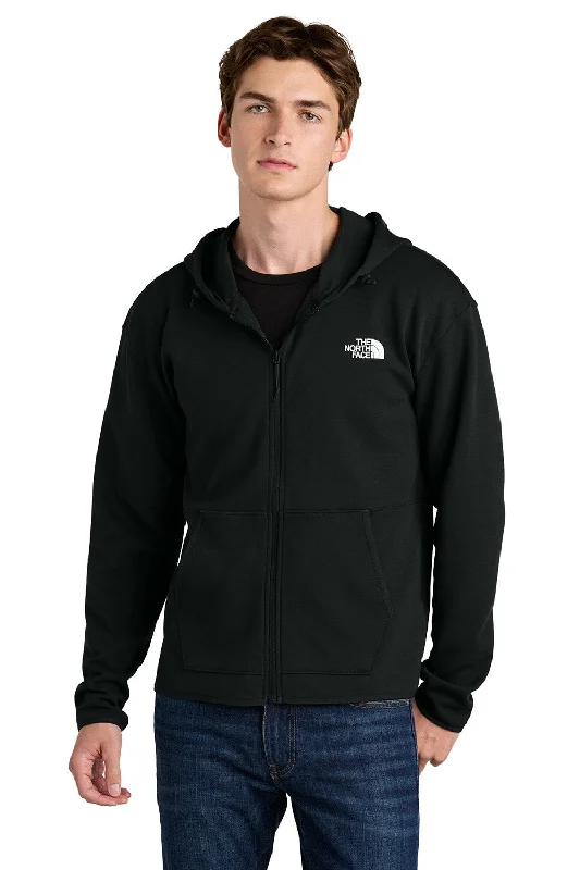 Men's breathable activewear hoodie-The North Face Mens Double Knit Full Zip Hooded Sweatshirt Hoodie w/ Pockets - Black - New