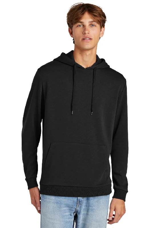 Men's antibacterial activewear hoodie-District Mens Perfect Tri Fleece Hooded Sweatshirt Hoodie w/ Pouch Pocket - Black