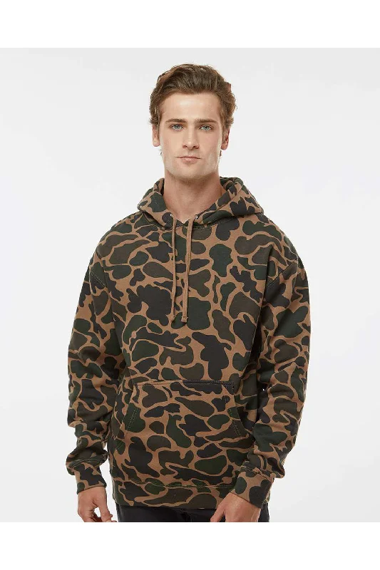 Men's wrinkle-resistant casual hoodie-Independent Trading Co. Mens Hooded Sweatshirt Hoodie w/ Pouch Pocket - Duck Camo