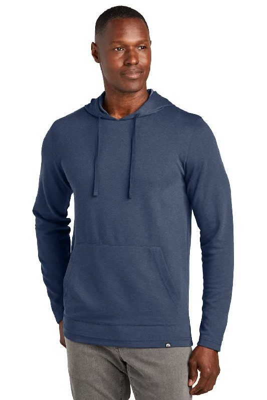 Men's adventure-ready gym hoodie-TravisMathew Mens Coveside Wrinkle Resistant Hooded Sweatshirt Hoodie w/ Pouch Pocket - Night Blue - New