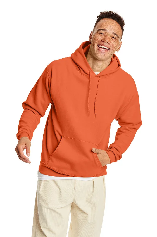 Men's organic cotton hoodie-Hanes Mens EcoSmart Print Pro XP Pill Resistant Hooded Sweatshirt Hoodie w/ Pouch Pocket - Texas Orange